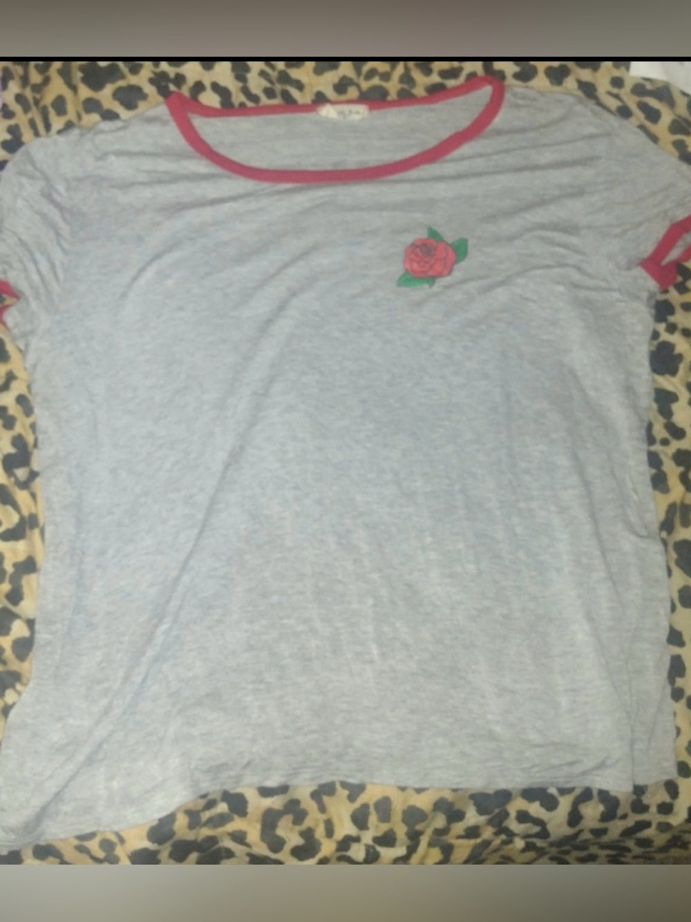 Local Lab "Property of Nobody" Roses Slinky Tee in Gray XL